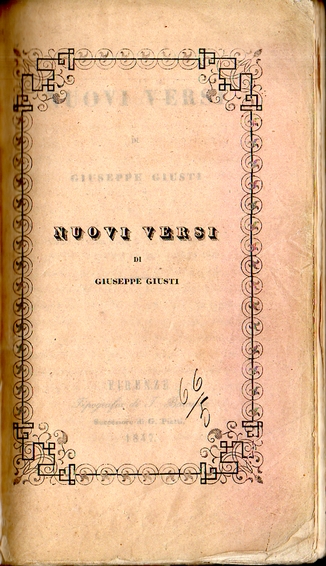Giuseppe Giusti Nuovi versi