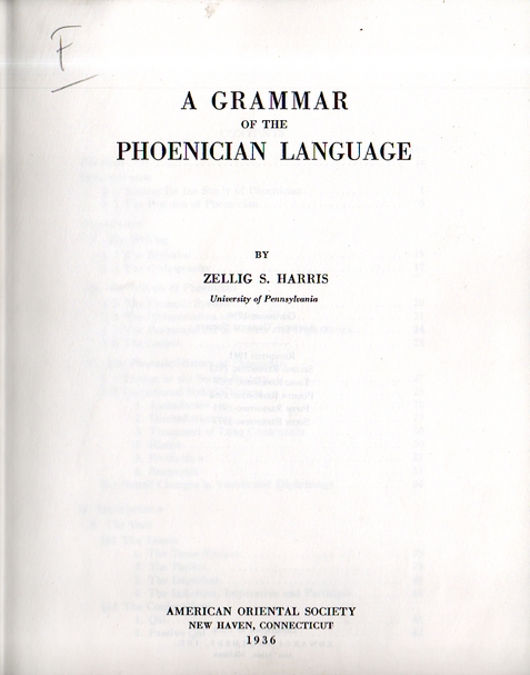 A grammar of the Phoenician Language